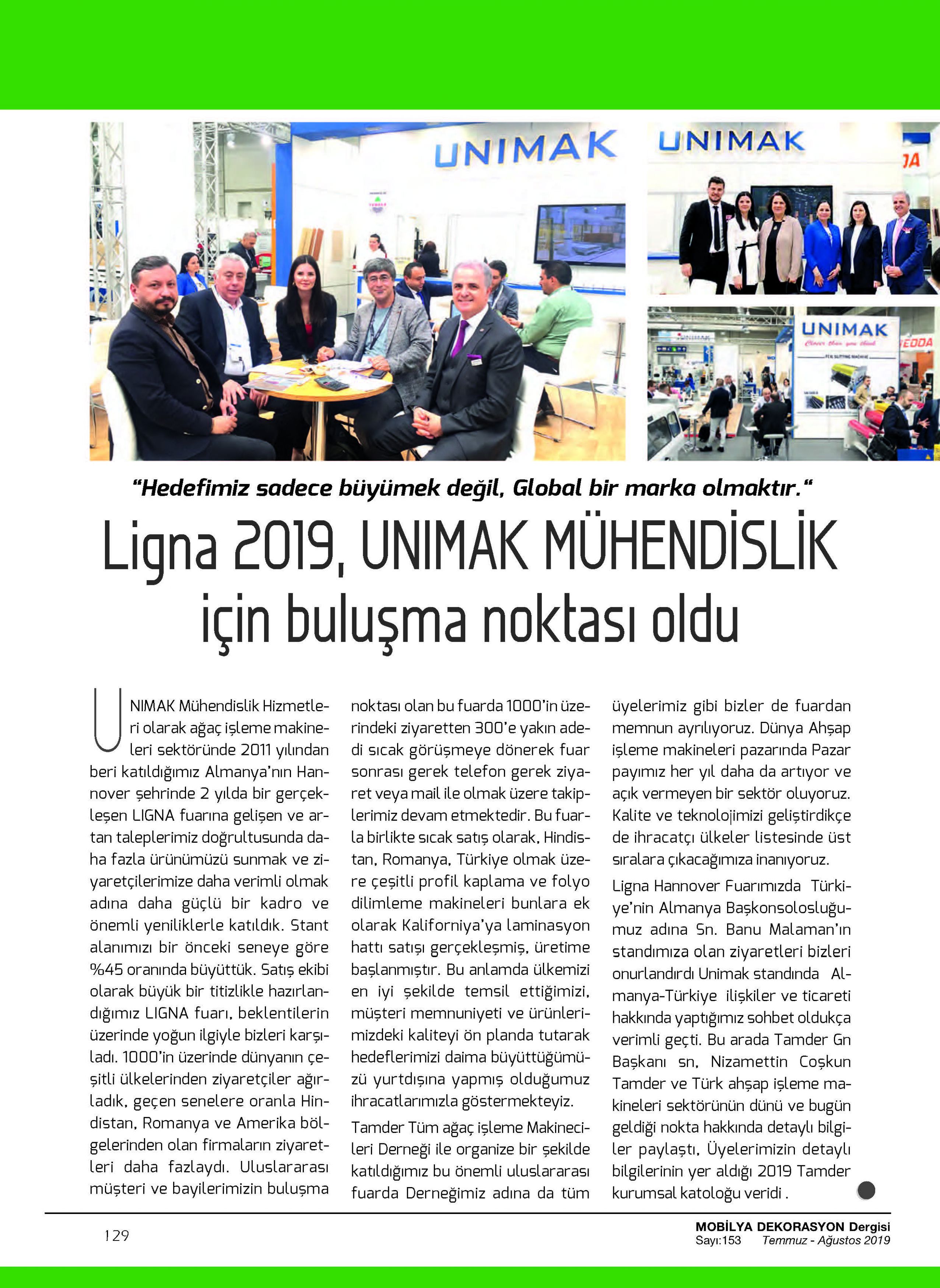 Ligna 2019, UNIMAK MÜHENDİSLİK için buluşma noktası oldu